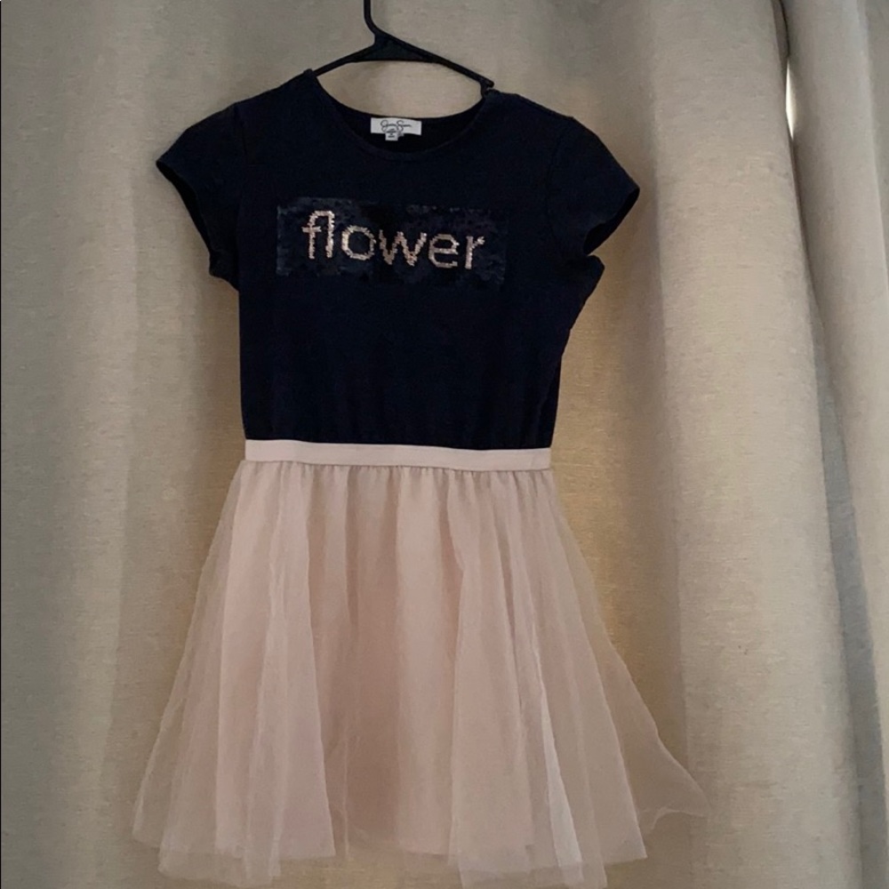 Youth size M dress. Gray top and pink bottom